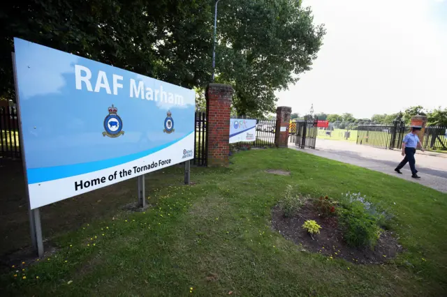 Sign for RAF Marham outside air base