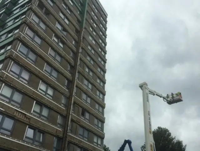 Hanover House with cherry picker