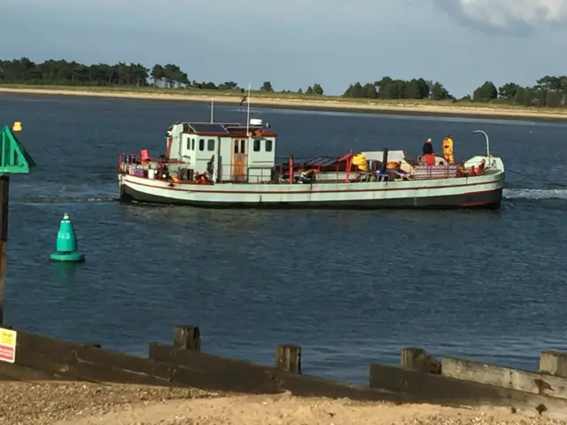 The barge, in Wells harbour