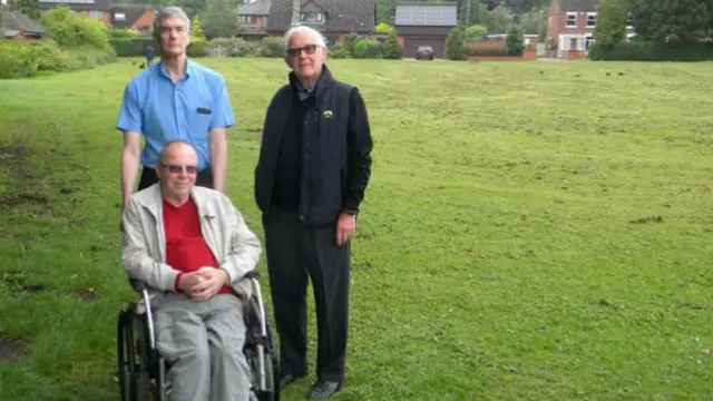 Swynnerton parish councillors Roy James, Frank Cromey and Brian Eyre at Yarnfield Village Green