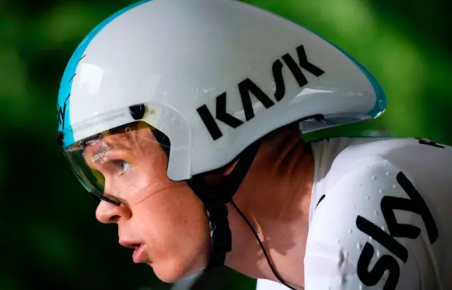 Chris Froome at the start of the stage one time trial