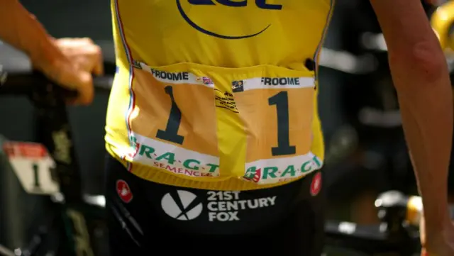 The yellow jersey worn by Chris Froome