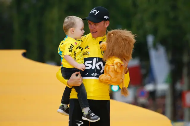 Chris Froome on the podium