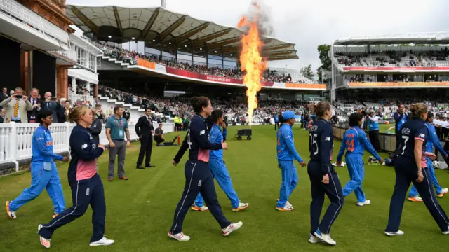 The teams come out at Lords