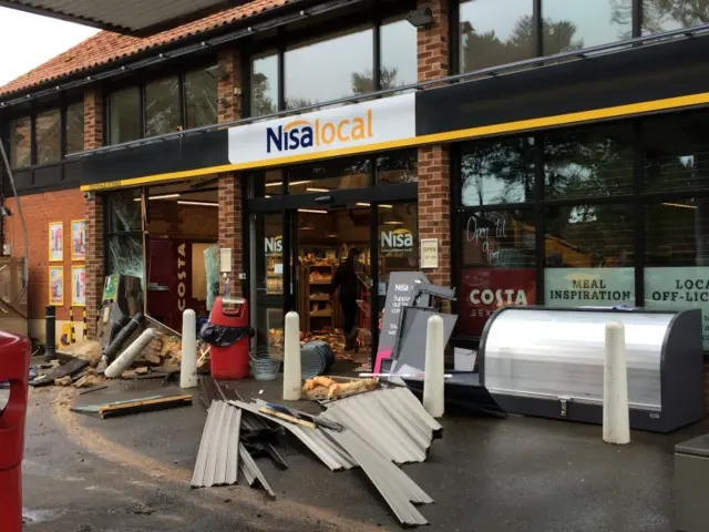 Damage to the Nisa store in Burnham Deepdale