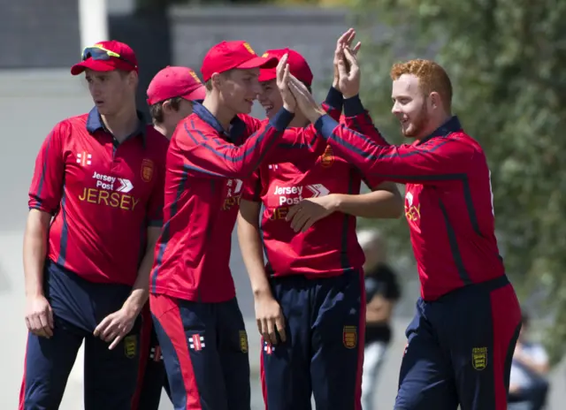 Jersey celebrate a wicket