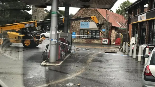 Forklift on forecourt