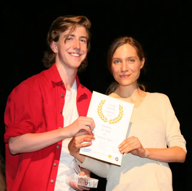 Joe Webb with Sophie Scott-Brown, of the Writers' Centre