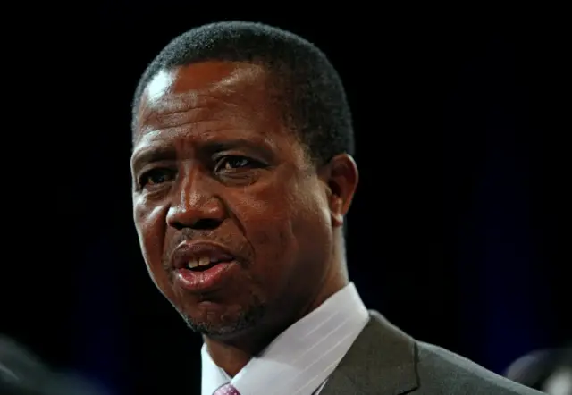 Zambian President Edgar Lungu reacts after participating in a discussion at the World Economic Forum on Africa 2017 meeting in Durban, South Africa May 4, 2017.