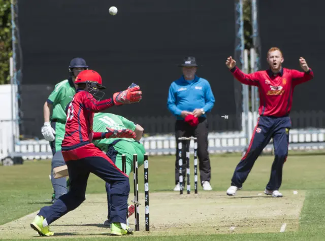 A near miss for an Ireland batsman