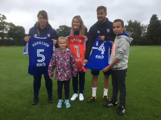 Aimee Harrison, Leanne Smith and Luke Chambers with Liam Covey and Maisy Bareham