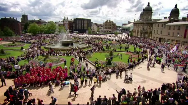 Crowd gathers for UK pride in Hull