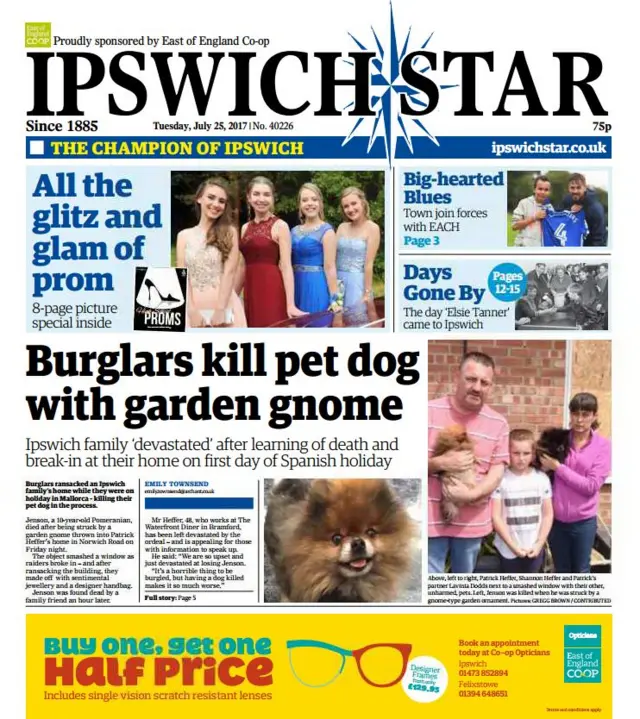 Front page of Ipswich Star