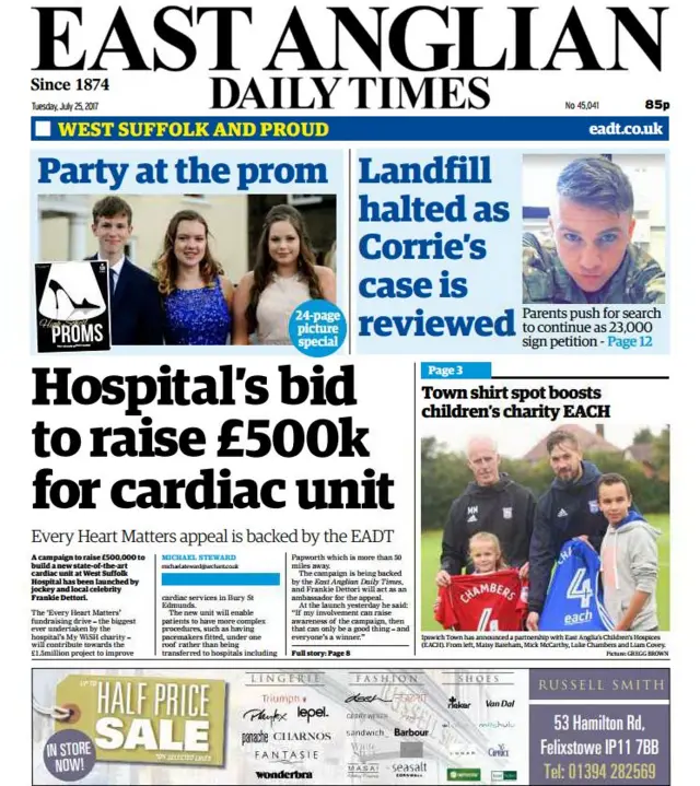 Front page of west edition of EADT