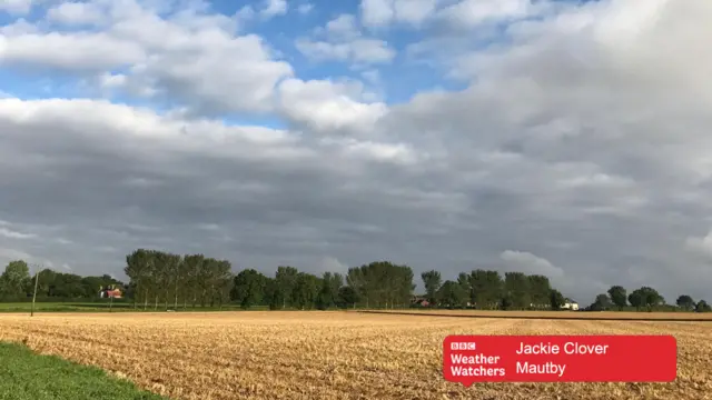 Cloudy sky over farmland