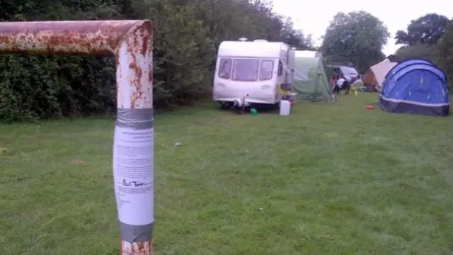 Travellers on Burrs Road playing field.