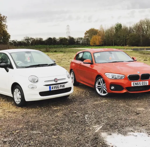 The stolen Fiat 500 and BMW