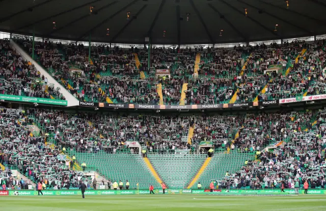 Celtic supporters inside Celtic Park