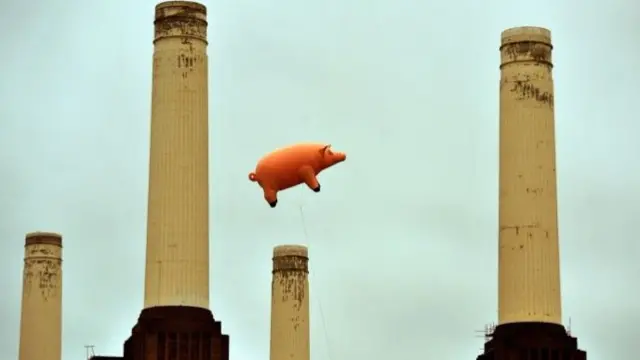 A giant inflatable pig flies above Battersea Power Station in 2011, to celebrate the release of a Pink Floyd box set