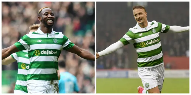 Celtic strikers Moussa Dembele (left) and Leigh Griffiths