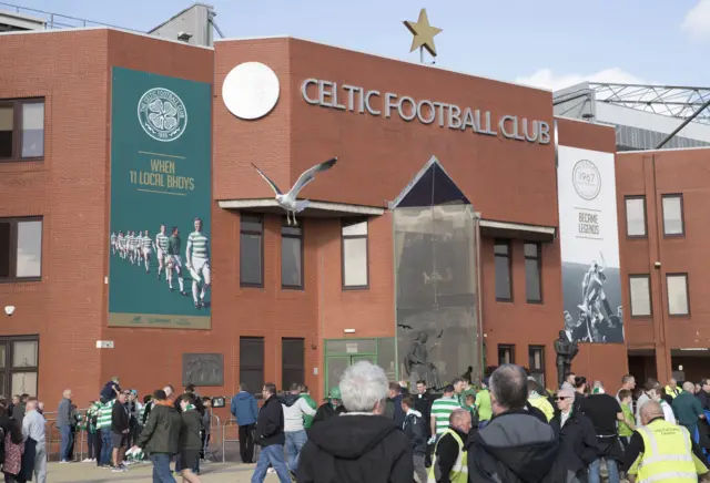 Supporters outside Celtic Park