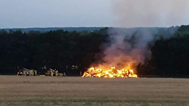 Fire destroys 100 tonnes of straw in Essex.