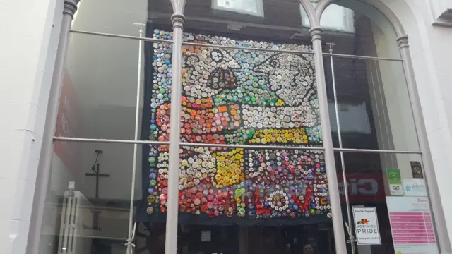 The Duvet of Love in the musuem window