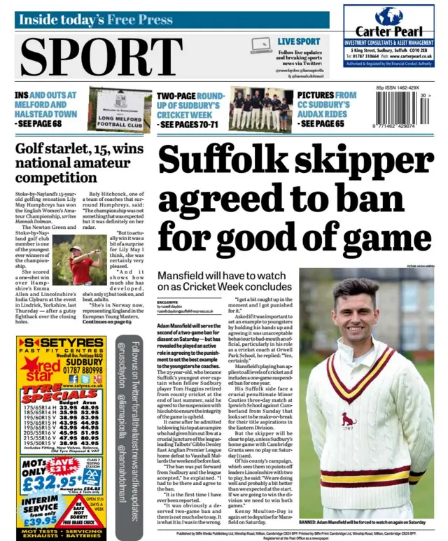 Back page of Suffolk Free Press