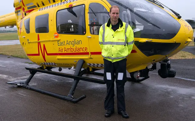 Prince William with a helicopter