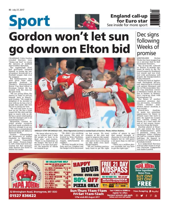 Kidderminster Shuttle back page