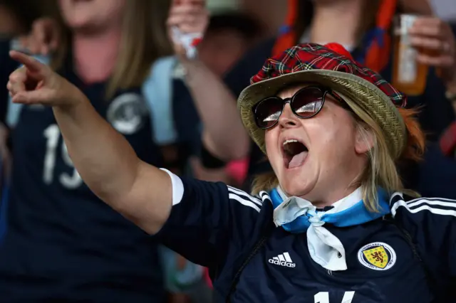 Scottish fan sings the national anthem