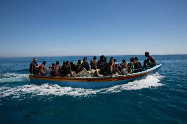 Migrants on a boat