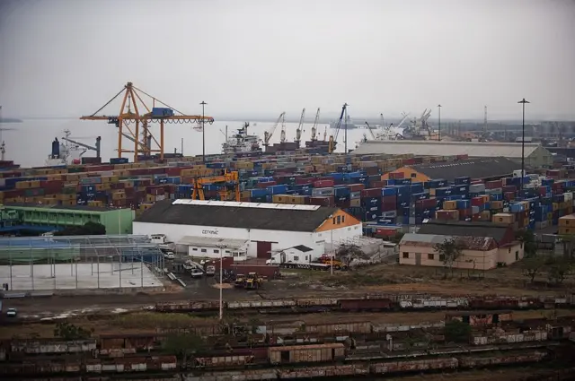 general view of the Commercial port of Beira , Mozambique.