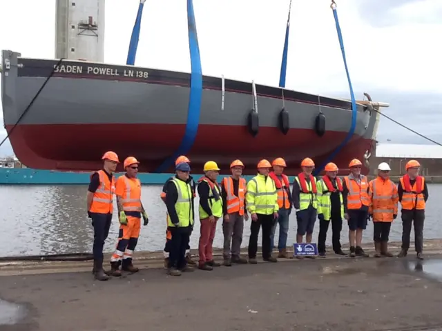 Baden Powell about to be lowered into dock