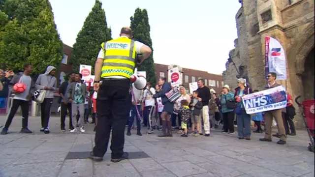 Nurses protesting