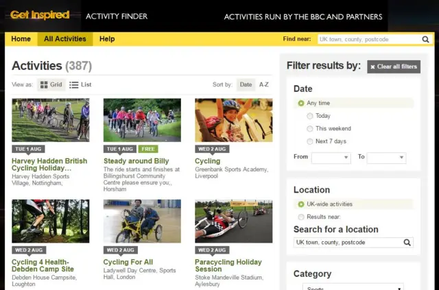 Get Inspired activity finder still