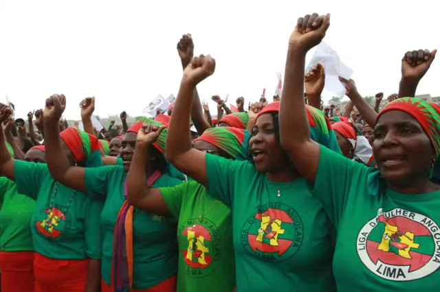 Supporters of the Angolan Opposition party Unita during the first General Elections campaign rally on July 22, 2017 in Luanda.
