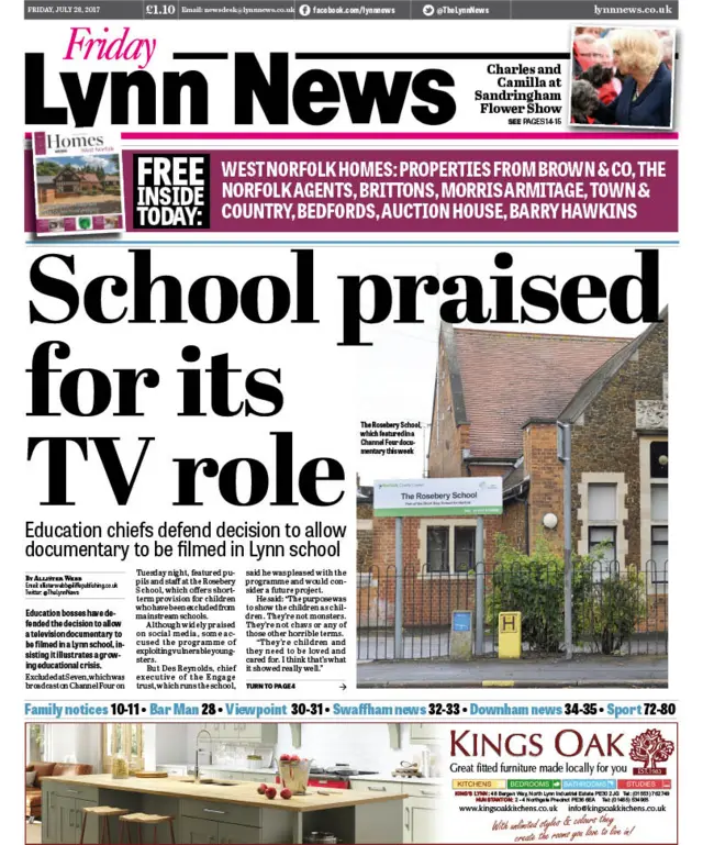 Front page of Lynn News