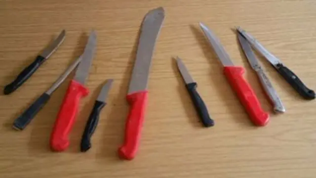 A selection of knives seized by Essex Police.