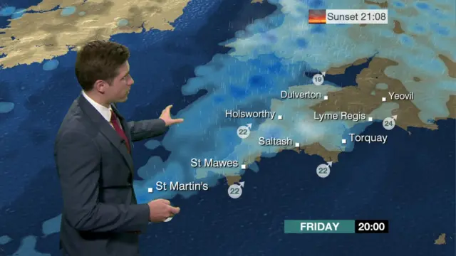 South West forecast for Friday evening