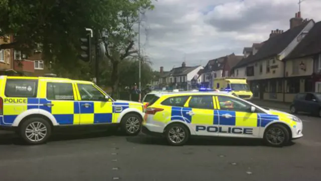 Police vehicles at St Helen's Street