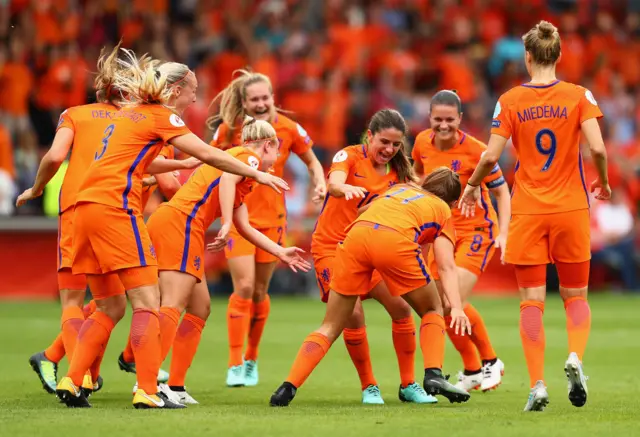 Netherlands celebrate scoring