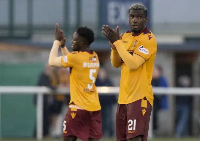 Motherwell's Cedric Kipre celebrates