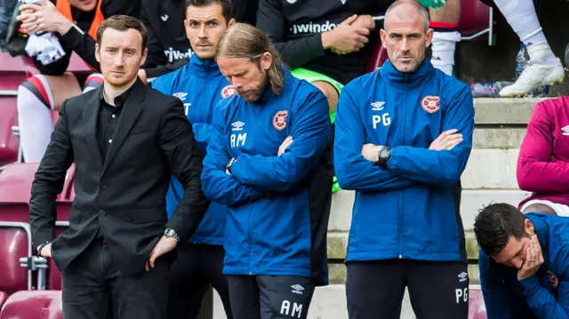 Ian Cathro and Austin MacPhee (left) show their disappointment