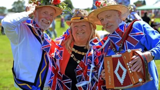 The Burntwood Wakes festival. Pictured,left, David Dukes, Chairman of town council Pam Stokes and Geoff Morgan