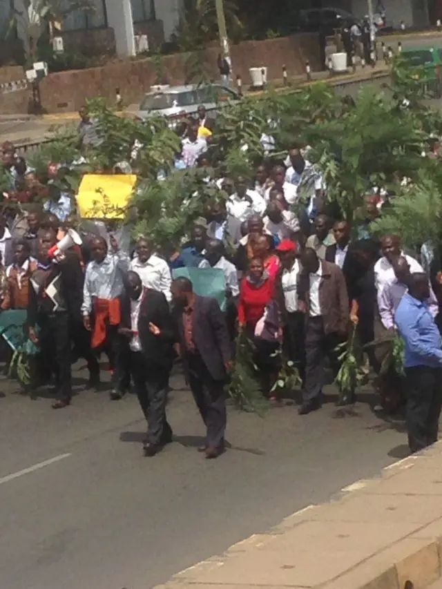 Kenyan University lecturers protest in Nairobi