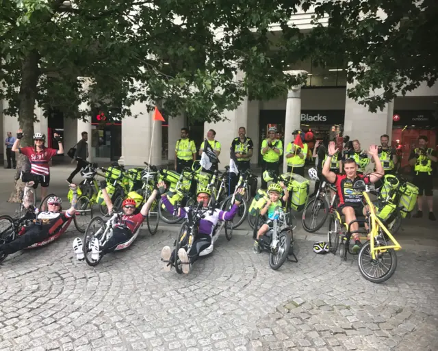 Rob Groves at St Pauls after handcycling around the coasts of England and Wales