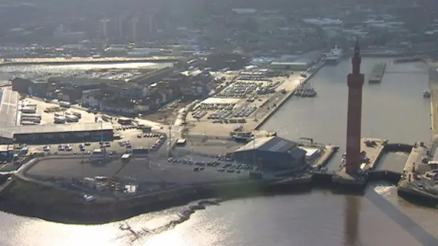 Aerial of Grimsby docks