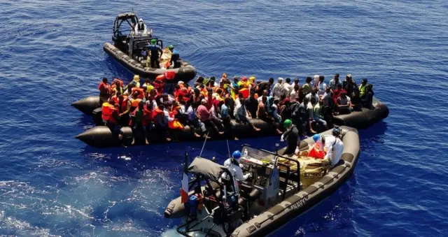 Boat rescuing migrants