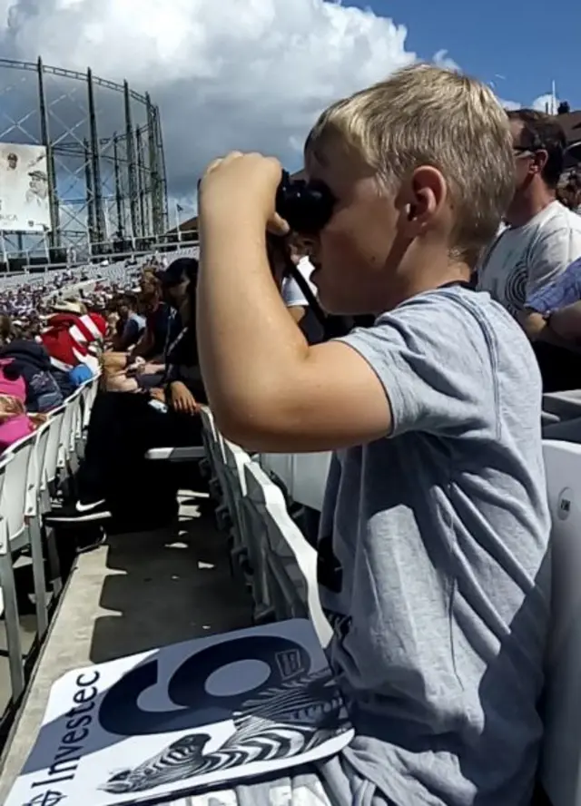 Son at cricket